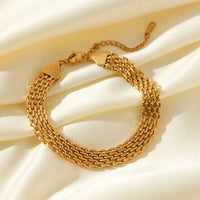 316L Stainless Steel Metal Wide Chain Necklace Bracelets Waterproof Jewelry Set Gold Color Chain Charm Jewelry Set Gift