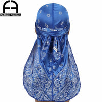 Premium Men Silk Durag Paisley Design Printing Silky Durags Long Straps Headwear Head Scarf Wave Cap Headwrap Durags