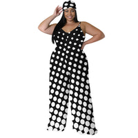 Plus Size Animal Print Jumpsuit - Strapless Wide Leg Romper with Scarf, Sexy Palazzo Pants for Women
