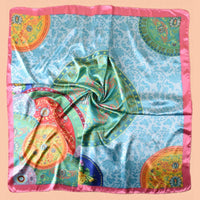 1Pc Minimalist Bohemian Printed Satin Square Scarf New Women Fashion Bandana Headband for Daily Casual Elegant Headscarf Shawl