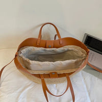 Branded Straw Knitted Big Tote Bags for Women Two-Sized Big Capacity Shopper Shoulder Bag Set 2026 Summer Latest Beach Bag