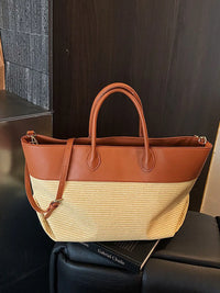 Hot Sale Boho Style Summer Straw Bag Large Capacity Woven Shoulder Bag Contrast Color Fashion Casual Women Daily Handbag