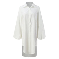 Loose Skirt Long Sleeve Shirt Slit Dress Outfits Women Party Casual Chic Cardigan Dress Elegant Solid Color Streetwear Vestidos