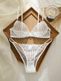French Style Sexy Embroidered Transparent Underwear Set V-Neck Design Anti-Sagging Breathable Bra and Panties Ensemble