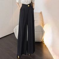 Women'S High Waist Wide Leg Dress Pants-Flowy Straight Cut Trousers Pear Shape Friendly Extra Slimming Office Pants