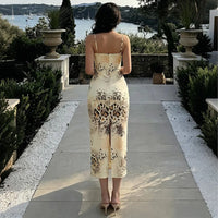 Summer New Style Women'S Chic and Sexy Sleeveless Halter-Neck Low-Neckline Irregular-Patterned Dress