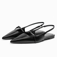 2025 New Bling Women Sandal Fashion Pointed Toe Shallow Slip on Ladies Elegant Slingback Shoes Med Heel Flat Shoes