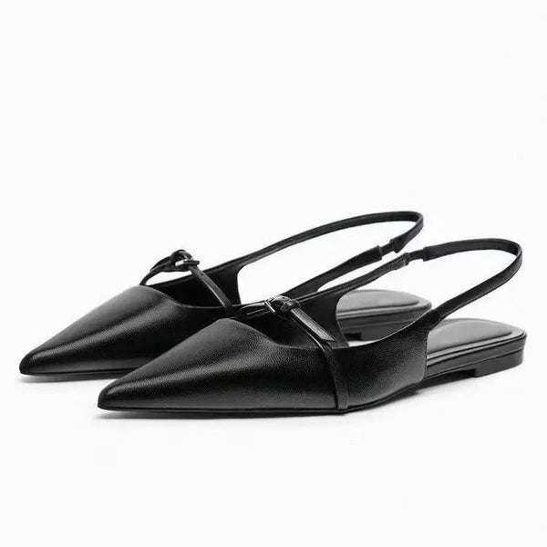 2025 New Bling Women Sandal Fashion Pointed Toe Shallow Slip on Ladies Elegant Slingback Shoes Med Heel Flat Shoes