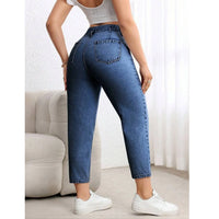 Plus Size 2026 New Elastic Casual Straight Leg Jeans plus Size Slimming Versatile Denim Pants Mid High Waist Long Pants Elega...