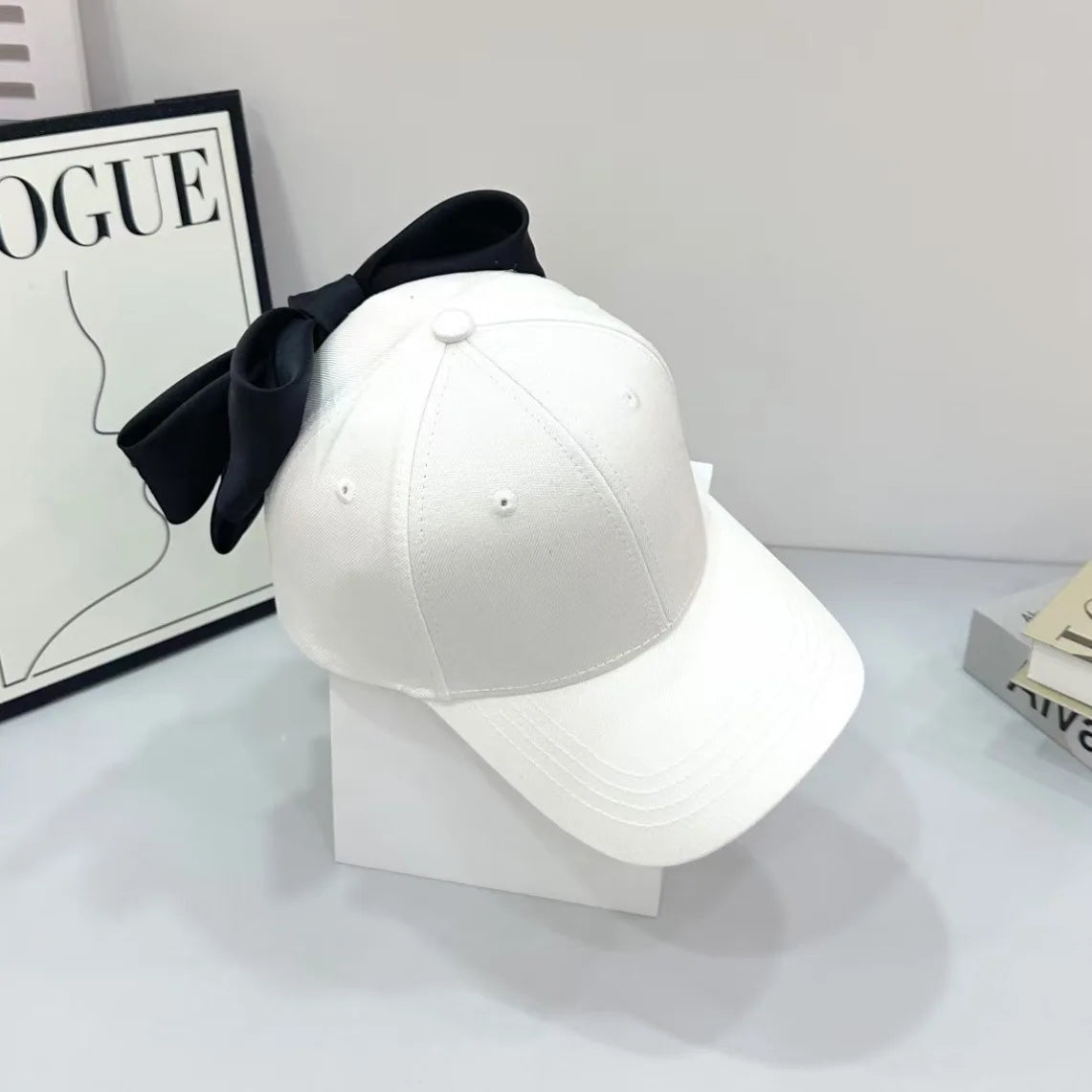 Summer Bowknot Baseball Cap - Fashion Satin Large Bow Back Detail Cap, UV Shade Visor Hat for Women