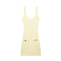 2025 Summer Women'S Knitted Dress Sexy U-Neck Sleeveless Bodycon Mini Dresses Holiday Beachwear Vintage Streetwear