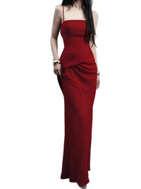 2026 Autumn New Solid Color Fashion Dress Women'S Strapless Pleated Suspender Waist Retraction Long Dresses 15Q1112