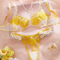 Sexy Fairy Floral Lingerie Set Sweet Lace Underwear Erotic Lingerie Beautiful Embroidery Bra and Panties Sets Luxury Intimates
