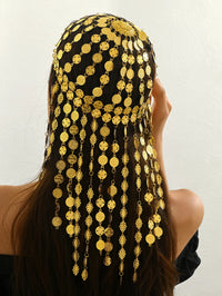 Middle Eastern Vintage Court-Style Curtain, Coin-Shaped Mask, Dance Necklace, Creative Headwear, Hairband. Middle Eastern Trendy