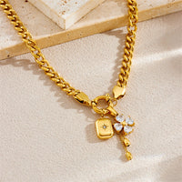 316L Stainless Steel Flower Zircon Starburst Square Pendant Necklace Bracelet Set Women New Waterproof Jewelry Gift Set