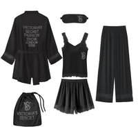 Sleepwear Chemise Nightwear Underwear Ice Silk Pajamas Set Robe New Victoria'S Secret Sexy Womens Lace Trim Homewear Ladies