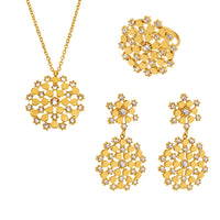 Ferris Wheel Waterproof Stainless Steel Gold Plated Flower Bouquet Pendant Necklace Earrings Ring for Women Luxury Jewelry