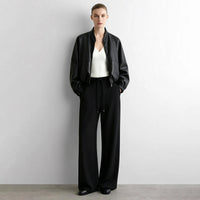 Women Wide Leg Pants Ankle Length Office Autumn Casual Loose Trouser Versatile Essential Woman Bottoms Clothing 12623017