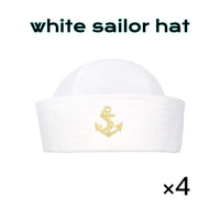 4-72PCS Captain Hats Adjustable White Sailors Hats Bachelorette Party Caps for Wedding Yacht Rock Theme Party Photo Props