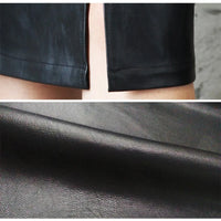 Black Leather Skirt Women 2024 Autumn Midi PU Pencil Skirt Office Sexy Package Hip Front or Back Slit Skirts 5XL