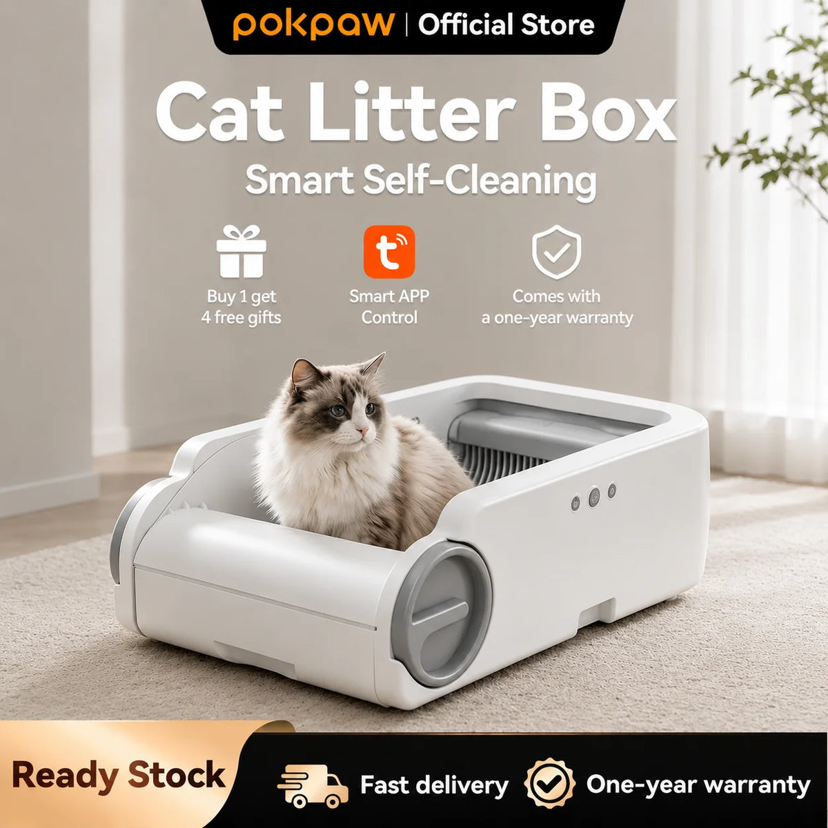 Open Automatic Cat Litter Box Smart Self-Cleaning Remote Control via App Cat Toilet Litter Tray New Electric Cat Toilet