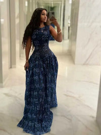 Sleeveless Dresses Woman High Waist Long Maxi Summer Dresses for Woman Royal Blue Casual Elegant Pleated Dress Sundresses