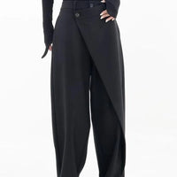 Irregular Solid Women Pants Spring Autumn Loose Streetwear Pantalones De Mujer Fashion Patchwork Wide Leg Trousers