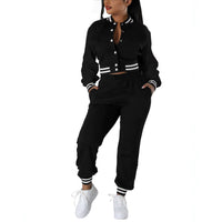 Women'S Long Sleeve round Neck Outfit Set Spring New Style Comfortable Casual Knitted Polyester and Spandex Two-Piece Suit