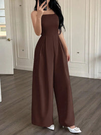 High Waist Wide Leg Jumpsuit Elegant Business Commute Style Luxury Women'S Summer One-Piece Suit Comfortable Casual Polyester...