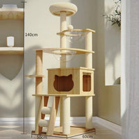 Multi-Level Cat Tower House with Scratcher Wooden Cat Tower Luxury Villa Modern Accessories Rascadora Para Gato Things for Cats