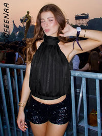 Lace up Backless Halter Tops for Woman Clothes Summer 2026 Fashion Sexy Crop Top C70-CG16
