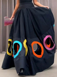 Women'S Colorblock Cut Out round Neck a Line Dress, Chic Elegant Sleeveless Cocktail Maxi Dress Elegant Evening Wear for Party Evening Formal Occasions, Ladies' Clothes for Spring & Fall