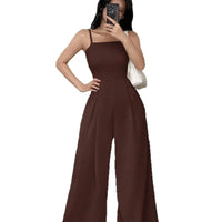 High Waist Wide Leg Jumpsuit Elegant Business Commute Style Luxury Women'S Summer One-Piece Suit Comfortable Casual Polyester...