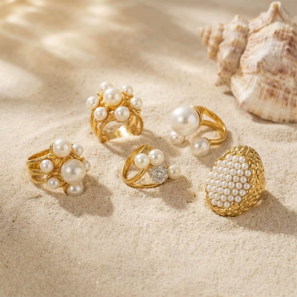 Bague Épaisse Femme | Acier Inoxydable et Perles