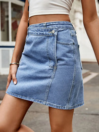 New 2026 Summer Women'S Fashion Irregular Waist Distressed Design Denim Skirt Female Street Trend Denim Short Skirt