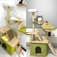 Wholesale Modern Large Multi-Layer Luxury Wooden Folding Cat Climbing Tree Frame with Carton Packaging for Cats Christmas