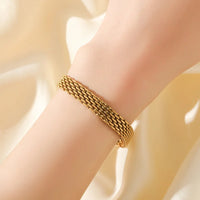 316L Stainless Steel Metal Wide Chain Necklace Bracelets Waterproof Jewelry Set Gold Color Chain Charm Jewelry Set Gift