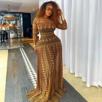 Women'S Retro Plaid & Stripes Print O-Neck Long Sleeve Waistband A-Line Long Dress, Slight Perspective