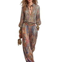 Elegant V-Neck Wide-Leg Trousers Set for Women – Trendy 2026 European & American 2-Piece Office & Casual Outfit