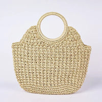 Natural Fiber Snap Clutch Bag,Spanish Seaside Women'S Straw Woven Handbag,Summer Beach Travel Vacation Evening Elegant Purse