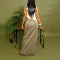 High Waist Sexy Split Slim Fit Women Maxi Skirts Solid Color Harajuku Fashion Streetwear Long Skirts Clubwear Ladies