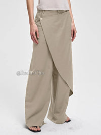 Reddachic Men Women Wrap around Dress Pants Extra-Wide Cleanfit High Waist Plain Suit Trousers Office Work Unisex Everyday Wear