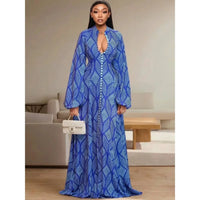 African Dresses for Women Elegant Spring Summer Long Sleeve Dashiki Maxi Dress Ladies Traditional African Clothing Fairy Dresses
