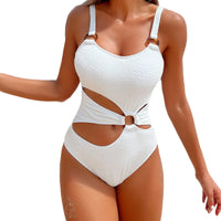 White High Waist Bathing Suit Ladies Bride One Piece Swimsuit Women 2024 Halter Swimwear Bikini Push up High Leg Beach Wear