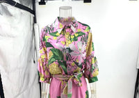 Elegant Floral Print Dress 2 Piece Skirt Suits Women Summer Long Sleeve Shirts Blouse Flower Dress Outfits Beach Holiday Dresses