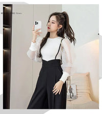 Summer Female Queen Casual Versatile High Waisted Overalls with Suspenders Wide Leg Pantsfor Women Daily Wear