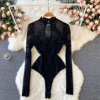 Summer Chic Streetwear Flocking Slim Bodysuit Women Sexy Backless Rompers Female Fashion Korean Bodycon Jumpsuits