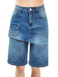 Women Denim Short Pant Jeans Vintage Wide Leg Pants High Waist Straight Trousers Y2K Streetwear Elegant Work Casual Summer