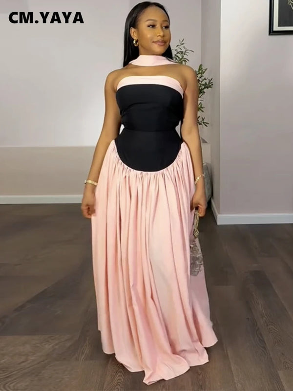 Robe Plissée Femme | Col Licou et Taille Haute