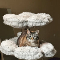 Gray 1 Modern Cat Tree Tower Wooden Flower Cat Tree Wood Floral Cat Climbing Tree Tower for Scratcher Christmas